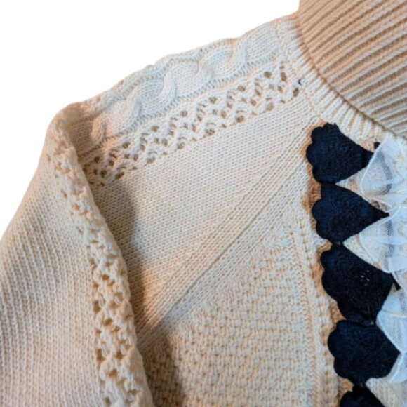 NWOT J Crew Embellished Cable Knit Ruffle Sweater - Picture 12 of 12